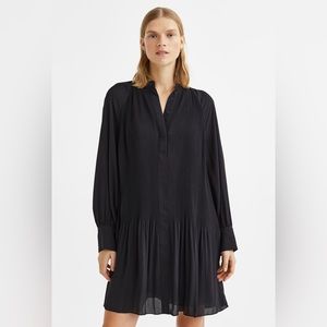 H&M pleated black chiffon dress